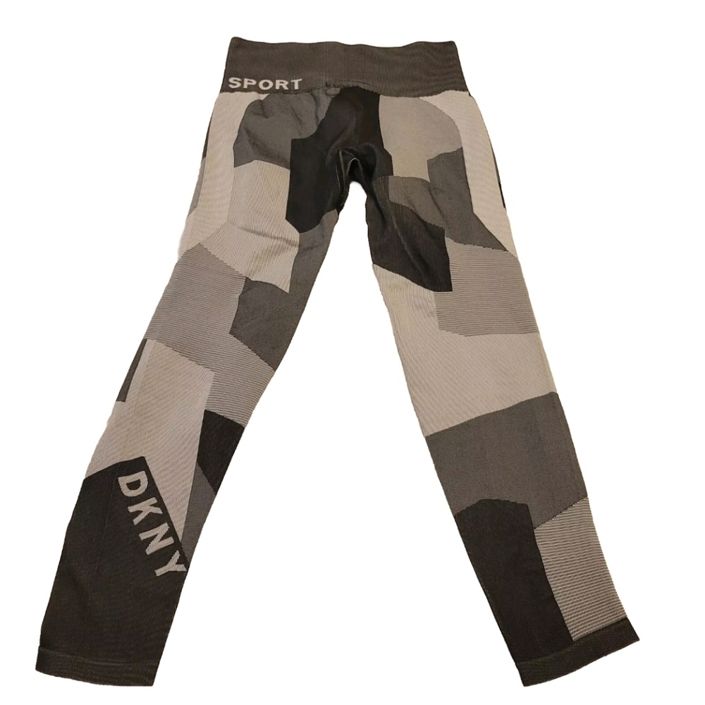 DKNY Women's Small Hi-Rise Leggings Compression Stretch Geometric Black White